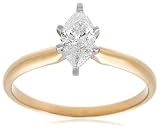  : 10k Yellow Gold Marquise Solitaire Diamond Engagement Ring (1/2 ct, J-K Color, I2-I3 Clarity), Size 6