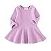 Weixinbuy Toddler Baby Girls Cotton Solid Long Sleeve Base Tutu Dress