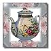 Victorian Flower Teapot On Blue Pink Floral Background - 10x10 Wall Clock