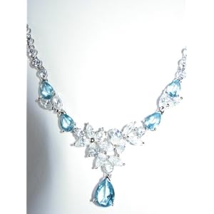 Blue Topaz Cz Vitorian Necklace by Museum Collections