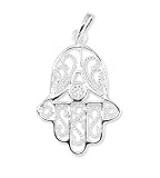 925 Sterling Silver Jewish Hamsa Hand Pendant Necklace