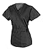 G Med Women's Mock Wrap Back Tie Top and Pants Fashion Scrub Set