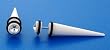 Acrylic Fake Taper with Clear Crystal - White - 8mm - Sold as a Pair