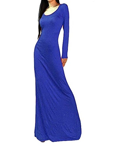 L'ALYSSE Women's Slim Fit Long Sleeve Scoop Neck Casual Backless Dresses