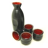 Red and Black Sake Set