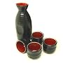 Red and Black Sake Set