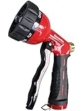 Garden Hose Nozzle / Hand Sprayer - Heavy Duty 10 Pattern Metal Watering Nozzle - High Pressure - Pistol Grip Front Trigger - Flow Control Setting Knob - Suitable for Car Wash, Cleaning, Watering Lawn and Garden - Ideal for Washing Dogs & Pets