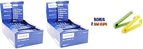 RxBar Real Food Blueberry Protein Bar, 1.83 Ounce (Pack of 24) Plus 2 Food Storage Bag Clips Free!