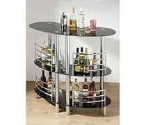 Brand new 3 tier curved bar table black glass