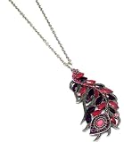 FASHION JEWELRY - Pink Peacock Bird Feather Formica and Crystal Necklace