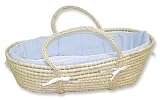 Moses Basket Set - Blue Gingham Seersucker