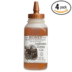 Ambrosia Pure Honey From Colorado's Western Slope, 16-Ounce Bottles (Pack of 4)