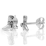 925 Oxidized Sterling Silver Tiny Cowboy Boots Post Stud Earrings 9 mm Jewelry for Women, Teens, Girls – Nickel Free Reviews