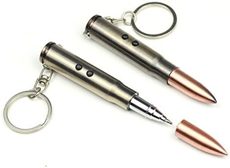 Durovin Laser Pointer Bullet Keychain Creative LED Aluminum Metal Accessories Key Pendant Ballpoint Pen Key Rings (4Pcs)