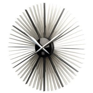 Sunburst Silver Finish Contemporary Wall Clock