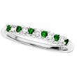 10K White Gold 0.13 ct. Diamond with Alternating 0.13 ct. Emerald Anniversary Ring