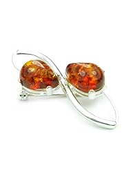 SilverAmber 925 Sterling Silver & Baltic Amber Jewellery - Brooch 4067