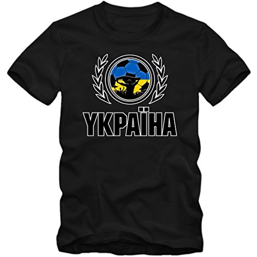 Ukraine EM 2016 #2 T-Shirt | Fußball | Herren | Schowto-blakytni | Trikot | Nationalmannschaft, Farbe:Schwarz (Deep Black L190);Größe:XXL