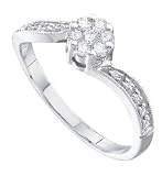 Petite White Gold Diamond Promise Ring " Size 7 "