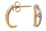 14K Two Tone Diamond Half Hoops