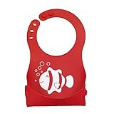 ベビー スタイ　よだれかけ　魚パターン　可愛い　防水　レッド
