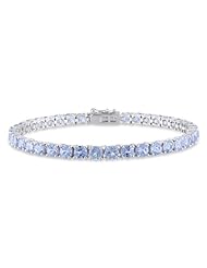 14K Gold 4mm Created Aquamarine Tennis Bracelet