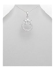 Flower CZ Pendant Necklace In 92.5 Sterling Silver
