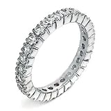 Illianna: Womens Sterling Silver Russian Ice Diamond CZ Eternity Anniversary Band Ring (avail. in sizes 5 to 9)