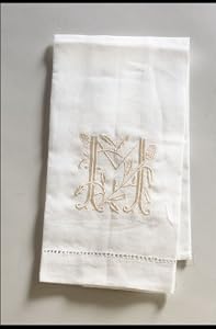 Set of 6 Meandering Vines Embroidered Guest Towel - M