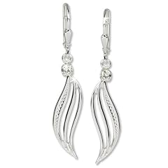 Silberdream Damen-Ohrh�nger Welle Cz Wei� 925 Silber SDO524W