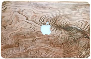 MacBook Air 13 Case, Wooden Pattern Rubber Coated Hard Case Cover for Laptop 13.3 inch Shell A1466/A1369 Apple Logo Cut Out