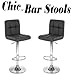 Chic Modern Adjustable Synthetic Leather Swivel Bar Stools - Black - Set of 2