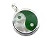 Green Jade and Mother Of Pearl Ying-Yang Pendant, 925 Sterling Silver