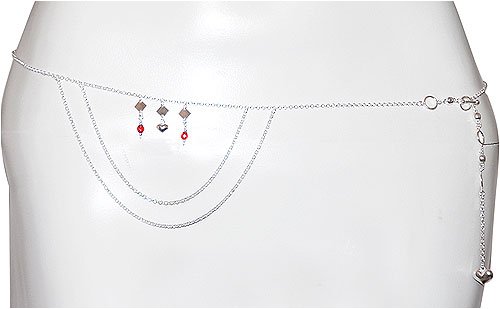 Back Belly Chains Women Sterling Silver Hand Engraved Indian Style Max Length 35 (b197)