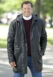 Washable Faux Leather Parka with Angled Pocket