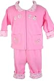 Tuti Fruiti New Fall/Winter Infant Baby Girls 2 Pc. Dark Pink Embroidered Fleece Pant Set