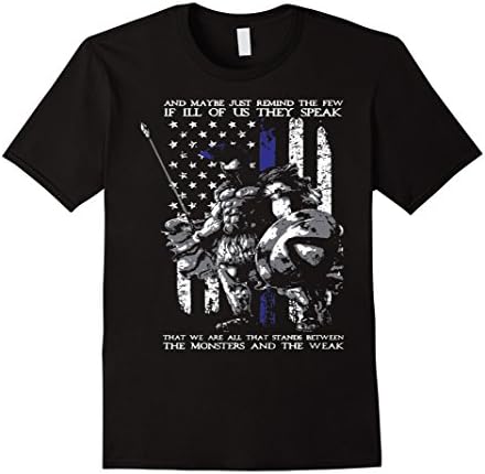 Men's Thin Blue Line American Flag/K9/Police: POLICE SPARTAN shirt 3XL Black