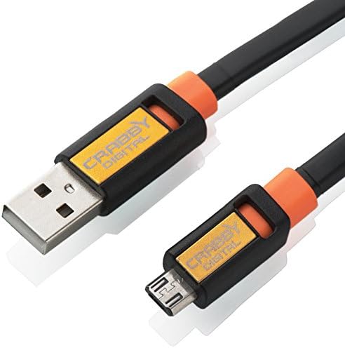Premium Micro USB Cable - Extra Long (6FT/1.8M) Tangle Free - 1.5 Amp Max Charge Rate - USB 2.0 Type A Male to Micro B Charge & Data Sync Cable - Slim Connector For Cases - Compatible With Google, HTC, LG, Motorola, Nokia, Samsung, Xiaomi & More - Lifetime Warranty By Crabby Digital