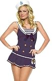 Blue Sailor Girl Pinup Dress Sexy Adult Halloween Costume Skimpy Naughty Pin Up Navy Chick Outfit