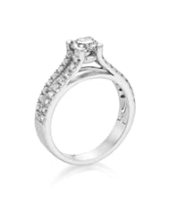 Diamond Engagement Ring in 18K Gold / White Certified, Round, 1.18 Carat, J Color, SI2 Clarity