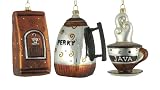 Set of 3 Coffee Break Blown Glass Christmas Ornaments