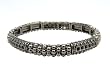 Bracelet - B139 - Antique Silver Tone Metal & Crystal Stones - Stretch ~ Jet Black