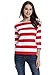 MsBasic Women's 3/4 Sleeve Boat Neck Striped Relax Fit Tee Shirts (Large, MS6310-2)Red/White