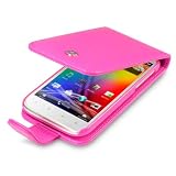 HOT PINK HTC SENSATION XL PU LEATHER FLIP CASE / COVER / POCKET / POUCH
