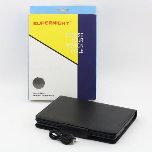 SUPERNIGHT Removable Detachable Wireless Magnetic Bluetooth ABS QWERTY Keyboard with Protective PU Leather Stand Case Cover and Build-in Tablet Stand for Apple iPad Air / iPad 5 .Color :Black