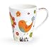 Whimsical Bird & Flower Bone China Coffee Mug with Matching Gift Box Bright Design