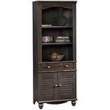 Sauder Harbor View Library with Doors Antiqued Paint