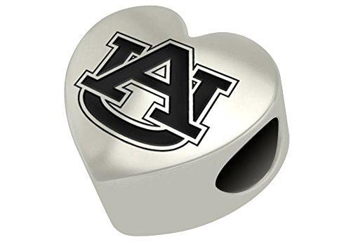 Auburn Tigers Sterling Silver Heart Bead Fits Most European Style Charm Bracelets