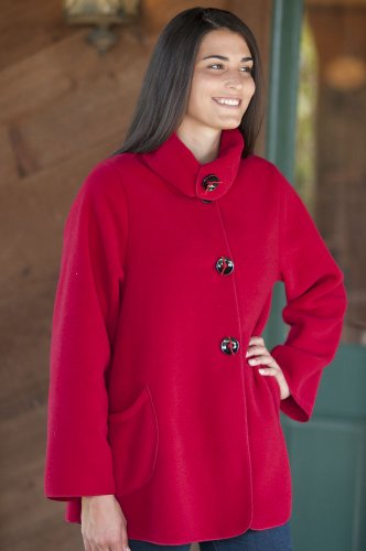Womens Tie Button Fleece Jacket