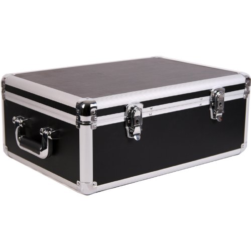 600 Disc CD / DVD / Video Game Black Aluminum Leather-like Storage Box Organizer Carrying Case w/Dual Chrome Handle